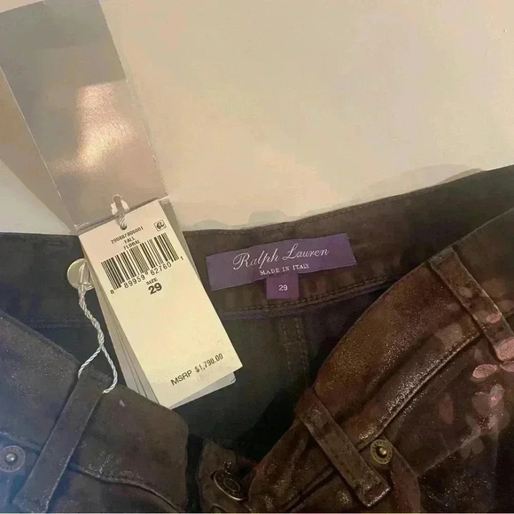 Ralph Lauren Collection Hand Painted Floral Metallic Straight Bootcut Jeans 29 - Picture 4 of 16